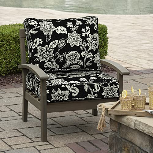 Arden Selections ProFoam Performance Outdoor Deep Seating Cushion Set 24 x 24, Ashland Black Jacobean