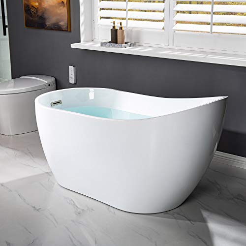 WOODBRIDGE BTA1507-B/N-Drain &O + Pillow Bathtub, 54“, Brushed Nickel