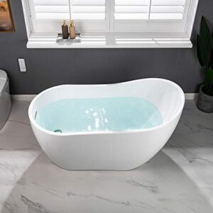 WOODBRIDGE BTA1507-B/N-Drain &O + Pillow Bathtub, 54“, Brushed Nickel