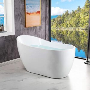 WOODBRIDGE BTA1507-B/N-Drain &O + Pillow Bathtub, 54“, Brushed Nickel