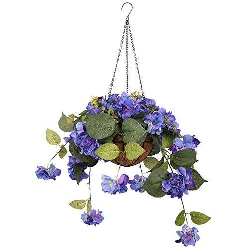 MICHAELS 28”; Blue Hydrangea Hanging Basket by Ashland®