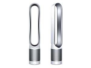dyson pure cool, tp01 hepa air purifier & fan, for large rooms, removes allergens, pollutants, dust, mold, vocs, white/silver (renewed)