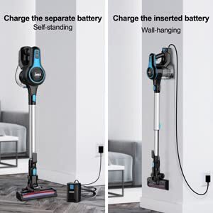 INSE Cordless Vacuum Cleaner, 6-in-1 Rechargeable Stick Vacuum with 2200 m-A-h Battery, Powerful Lightweight Vacuum Cleaner, Up to 45 Mins Runtime, for Home Hard Floor Carpet Pet Hair-N5S Blue