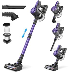 cordless vacuum cleaner, cordless vacuum with 20kpa super suction, 80000 rpm high-speed brushless motor, 5 stages high efficiency filtration, up to 30 mins runtime vacuum cleaner for hardwood floor