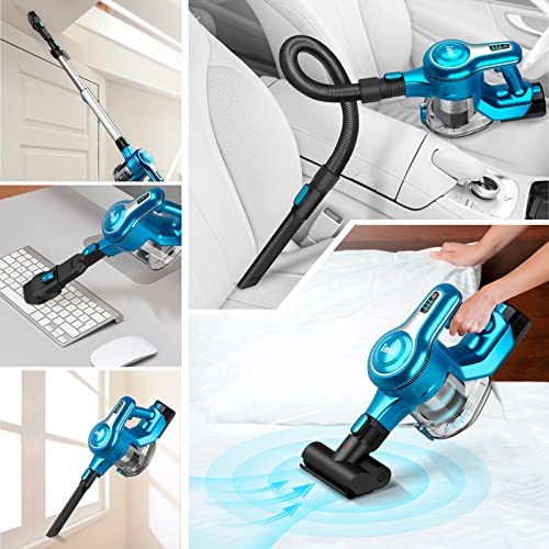 INSE Cordless Vacuum Cleaner, 25KPa 300W Powerful Stick Vacuum, Rechargeable Cordless Vacuum, Up to 45min Runtime, 10 in 1 Lightweight Vacuum Cleaner for Carpet Hard Floor Pet Hair, S6T Blue