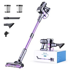 lubluelu cordless vacuum cleaner, cordless stick vacuum with 25kpa powerful suction, 50min runtime, detachable battery, self-standing 6 in 1 lightweight vacuum for hard floor, carpet, pet hair