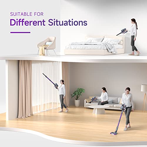 Lubluelu Cordless Vacuum Cleaner, Cordless Stick Vacuum with 25Kpa Powerful Suction, 50min Runtime, Detachable Battery, Self-Standing 6 in 1 Lightweight Vacuum for Hard Floor, Carpet, Pet Hair