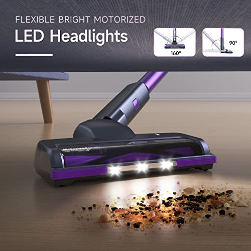 Lubluelu Cordless Vacuum Cleaner, Cordless Stick Vacuum with 25Kpa Powerful Suction, 50min Runtime, Detachable Battery, Self-Standing 6 in 1 Lightweight Vacuum for Hard Floor, Carpet, Pet Hair