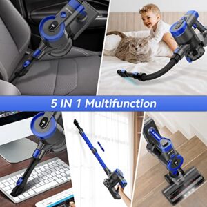 DevoacTech Cordless Vacuum Cleaner, Ultra-Light Quiet Stick Vacuum, 365W Motor 27KPa Powerful Suction, Up to 45mins Runtime, 6 in 1 Handheld Vacuum for Hard Floor Carpet Pet Hair -V90