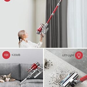 BuTure Cordless Vacuum Cleaner, Powerful Stick Vacuum with 380W 30KPa, 35min Runtime Lightweight Vacuum Cleaners with Telescopic Tube and Detachable Battery Handheld Vacuum for Carpet/Floor/Pet/Stair