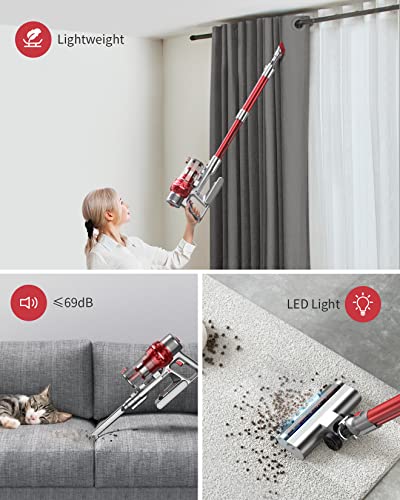 BuTure Cordless Vacuum Cleaner, Powerful Stick Vacuum with 380W 30KPa, 35min Runtime Lightweight Vacuum Cleaners with Telescopic Tube and Detachable Battery Handheld Vacuum for Carpet/Floor/Pet/Stair