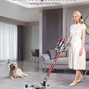 BuTure Cordless Vacuum Cleaner, Powerful Stick Vacuum with 380W 30KPa, 35min Runtime Lightweight Vacuum Cleaners with Telescopic Tube and Detachable Battery Handheld Vacuum for Carpet/Floor/Pet/Stair