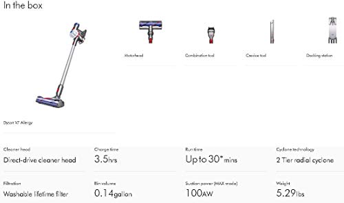 Dyson V7 Cordless Allergy HEPA Vacuum, White (Renewed)