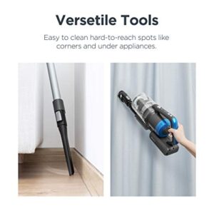 Eureka Lightweight Cordless Vacuum Cleaner, High Efficiency Powerful Motor LED Headlights, Convenient Stick and Handheld Vac, Grey