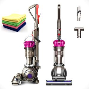 dyson flagship ball multi floor upright vacuum: bagless, corded, whole-machine hepa filtration, strong suction for carpet and hard floor, washable filter, fuchsia w/microfiber cloth