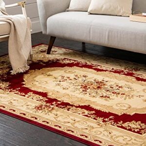 Unique Loom Versailles Collection Traditional Classic Floral Motif Area Rug (8' 0 x 10' 0 Rectangular, Burgundy/ Ivory)