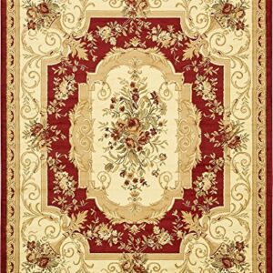 Unique Loom Versailles Collection Traditional Classic Floral Motif Area Rug (8' 0 x 10' 0 Rectangular, Burgundy/ Ivory)