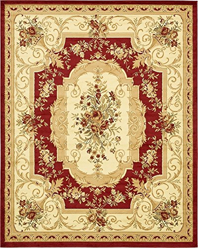 Unique Loom Versailles Collection Traditional Classic Floral Motif Area Rug (8' 0 x 10' 0 Rectangular, Burgundy/ Ivory)