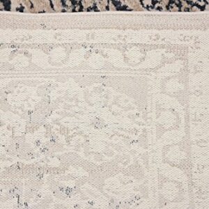 Unique Loom Chateau Collection Distressed Vintage Traditional Textured Dark Blue Area Rug (8' 0 x 10' 0), beige/navy blue