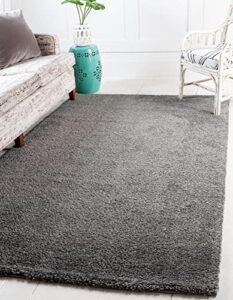 unique loom solo collection solid, plush, kids, modern area rug, 8 ft x 10 ft, grey