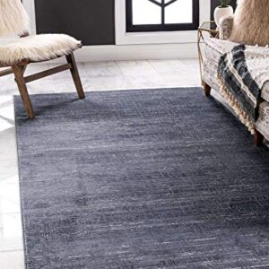 Unique Loom Uptown Collection by Jill Zarin Collection Textured Solid Geometric Modern Navy Blue Area Rug (9' 0 x 12' 0)