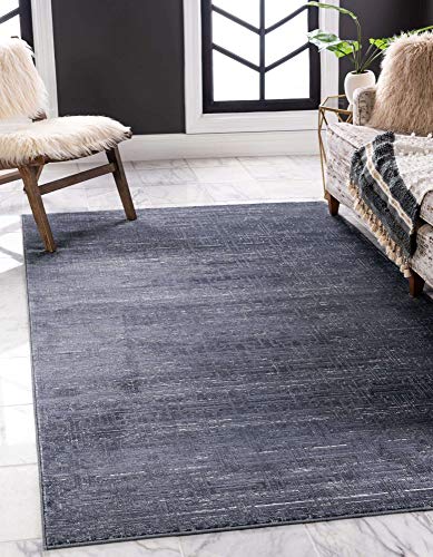 Unique Loom Uptown Collection by Jill Zarin Collection Textured Solid Geometric Modern Navy Blue Area Rug (9' 0 x 12' 0)