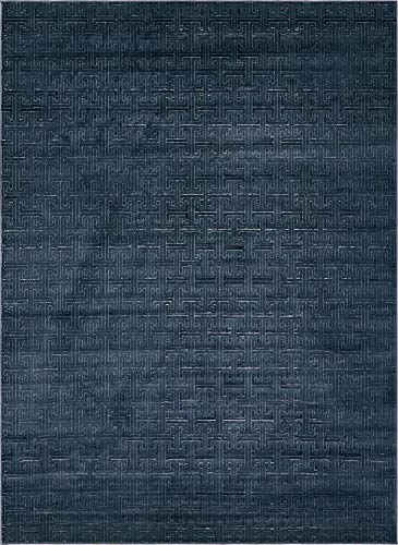 Unique Loom Uptown Collection by Jill Zarin Collection Textured Solid Geometric Modern Navy Blue Area Rug (9' 0 x 12' 0)