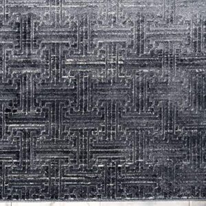 Unique Loom Uptown Collection by Jill Zarin Collection Textured Solid Geometric Modern Navy Blue Area Rug (9' 0 x 12' 0)