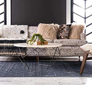 Unique Loom Uptown Collection by Jill Zarin Collection Textured Solid Geometric Modern Navy Blue Area Rug (9' 0 x 12' 0)