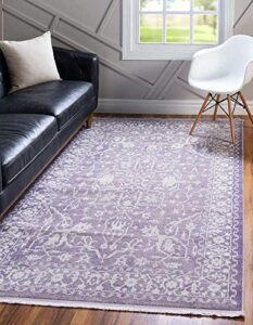 unique loom new classical collection traditional classic intricate design with distressed vintage detail, area rug (9′ 0 x 12′ 0 rectangular, purple/ ivory)