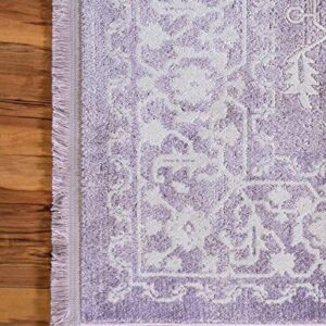 Unique Loom New Classical Collection Traditional Classic Intricate Design with Distressed Vintage Detail, Area Rug (9' 0 x 12' 0 Rectangular, Purple/ Ivory)
