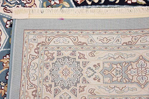 Unique Loom Narenj Collection Classic Traditional Textured Medallion Pattern Design Area Rug, 8 ft x 10 ft, Blue/Tan