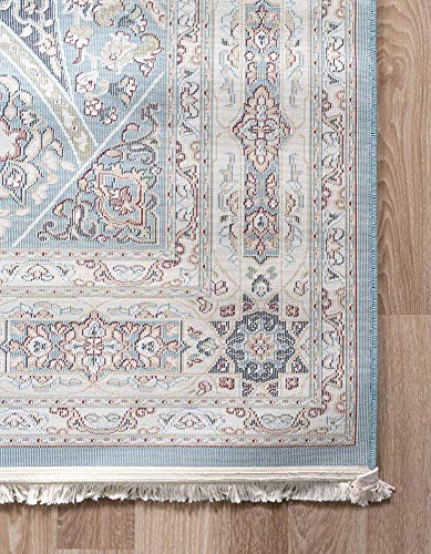 Unique Loom Narenj Collection Classic Traditional Textured Medallion Pattern Design Area Rug, 8 ft x 10 ft, Blue/Tan