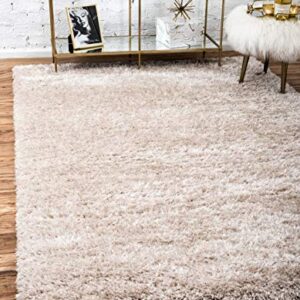 Unique Loom Opulence Shag Collection Plush, Lustrous, Solid, Modern Area Rug, 9' 0" x 12' 0", Blonde