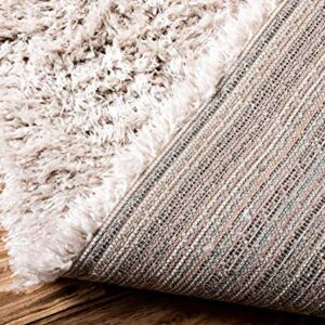 Unique Loom Opulence Shag Collection Plush, Lustrous, Solid, Modern Area Rug, 9' 0" x 12' 0", Blonde