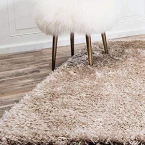 Unique Loom Opulence Shag Collection Plush, Lustrous, Solid, Modern Area Rug, 9' 0" x 12' 0", Blonde