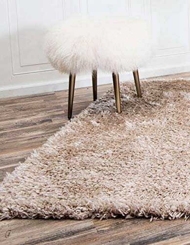 Unique Loom Opulence Shag Collection Plush, Lustrous, Solid, Modern Area Rug, 9' 0" x 12' 0", Blonde