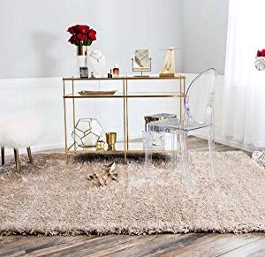 Unique Loom Opulence Shag Collection Plush, Lustrous, Solid, Modern Area Rug, 9' 0" x 12' 0", Blonde