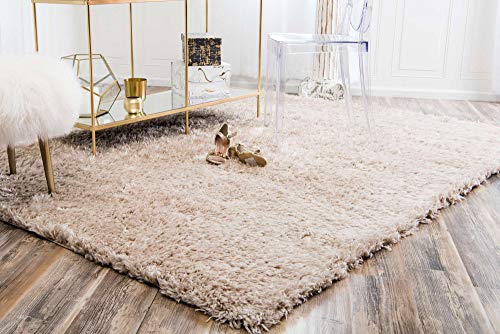 Unique Loom Opulence Shag Collection Plush, Lustrous, Solid, Modern Area Rug, 9' 0" x 12' 0", Blonde