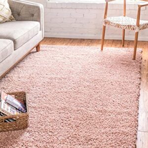 Unique Loom Davos Shag Collection Modern Luxuriously Soft & Cozy Shag Area Rug (5' 0 x 8' 0 Rectangular, Dusty Rose)