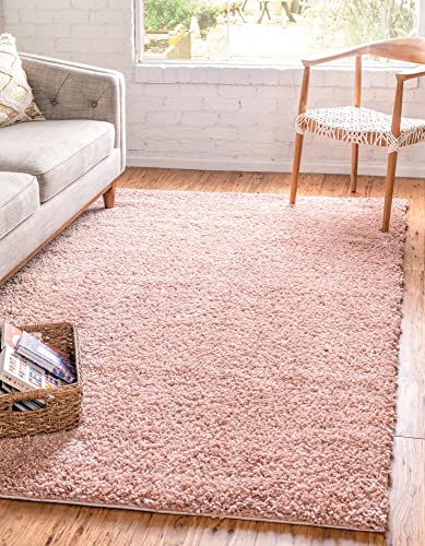 Unique Loom Davos Shag Collection Modern Luxuriously Soft & Cozy Shag Area Rug (5' 0 x 8' 0 Rectangular, Dusty Rose)