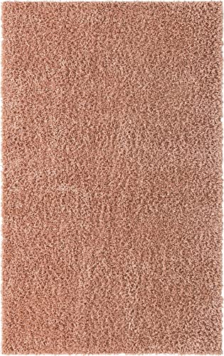 Unique Loom Davos Shag Collection Modern Luxuriously Soft & Cozy Shag Area Rug (5' 0 x 8' 0 Rectangular, Dusty Rose)