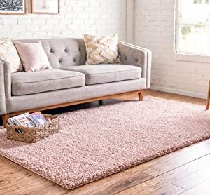 Unique Loom Davos Shag Collection Modern Luxuriously Soft & Cozy Shag Area Rug (5' 0 x 8' 0 Rectangular, Dusty Rose)