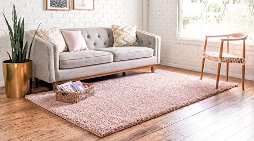 Unique Loom Davos Shag Collection Modern Luxuriously Soft & Cozy Shag Area Rug (5' 0 x 8' 0 Rectangular, Dusty Rose)