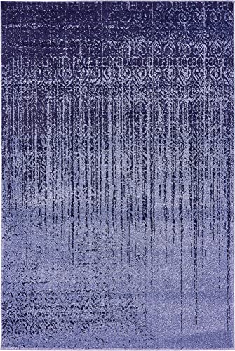 Unique Loom Del Mar Collection Area Rug-Transitional Inspired with Modern Contemporary Design, Rectangular 4' 0" x 6' 0", Blue/Navy Blue