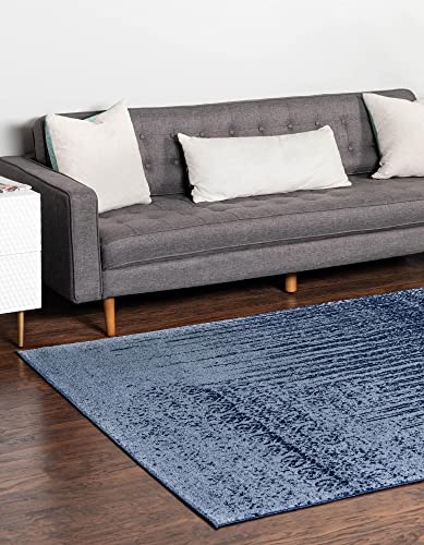 Unique Loom Del Mar Collection Area Rug-Transitional Inspired with Modern Contemporary Design, Rectangular 4' 0" x 6' 0", Blue/Navy Blue