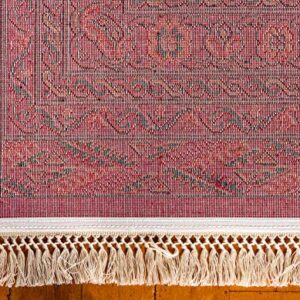 Unique Loom Tekke Collection Over-Dyed Saturated Traditional Torkaman Area Rug, 9 ft x 12 ft, Red/Black