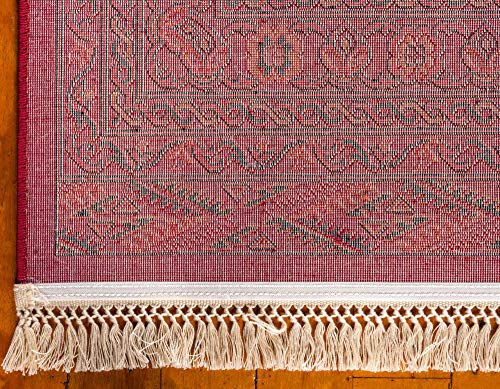 Unique Loom Tekke Collection Over-Dyed Saturated Traditional Torkaman Area Rug, 9 ft x 12 ft, Red/Black