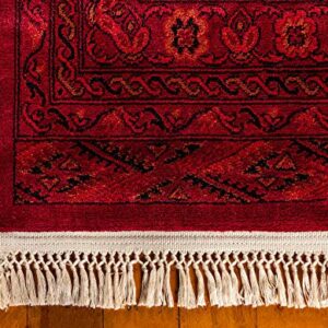 Unique Loom Tekke Collection Over-Dyed Saturated Traditional Torkaman Area Rug, 9 ft x 12 ft, Red/Black