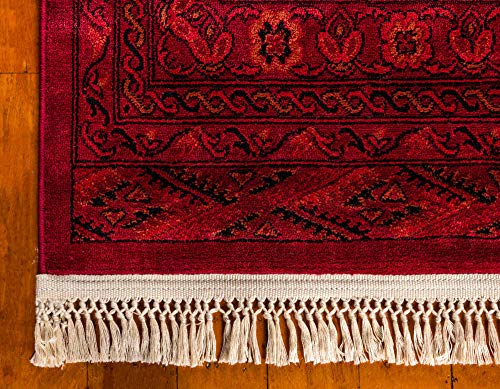 Unique Loom Tekke Collection Over-Dyed Saturated Traditional Torkaman Area Rug, 9 ft x 12 ft, Red/Black